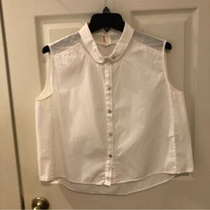 1 by O’2nd sleeveless white cotton poplin shirt size 8